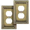 Henne Bery Sunken Pearls Heavy Duty Decorative Wall Plate Switch Plate Outlet Cover (Single Duplex, 2 Pack, Antique Brass)
