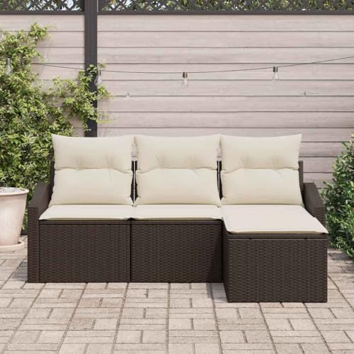 Salon de jardin en polyrotin avec table modulable pour optimiser l'espace