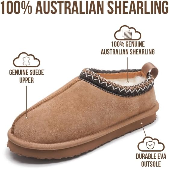 Project Cloud 100% Genuine Leather Womens Slippers with Genuine Australian Shearling Fur Lining Slippers for Women - Non-Slip EVA with Memory Foam Fuzzy Slippers Women Footwear (Nerita) - Image 2