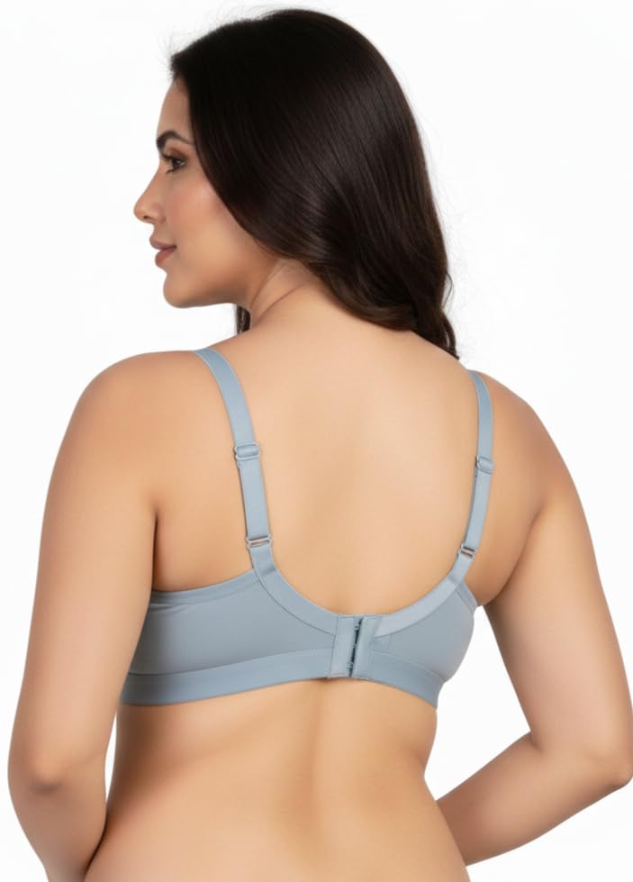 Image of Pack of 2 Women's Pure Cotton Non-Padded Wire-Free Everyday Bra | Full Coverage Seamed Cups with Wide Adjustable Straps | Everyday Comfort