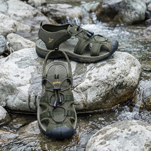 Image of YOHO Men Sports Sandals TrailEazy | Thick EVA Molded Sole for Shock Absorption, Adjustable Laces, Comfortable & Lightweight Floaters | Outdoor Casual Wear Footwear