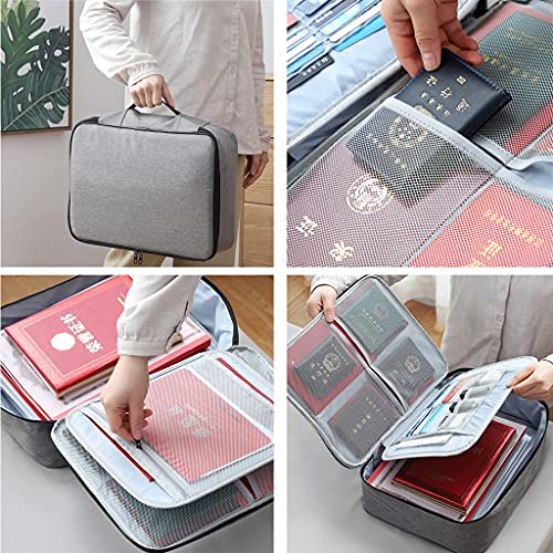 Bolsa organizadora de documentos, bolsa de almacenamiento de archivos impermeable con cerradura, portátil segura para viajes, 14.5 x 10.6 x 4 pulgadas