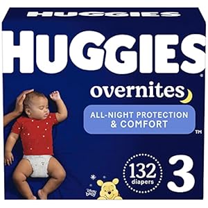Overnight Diapers Size 3, 132 Ct (16-28 lbs), Huggies Overnites Nighttime Baby Diapers