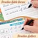 Magic Grooved Cursive Handwriting Workbook,Reusable Handwriting Practice Books Cursive Workbook for Kids Ages 8-12,Alphabet Bible Verses Grooved Writing Practice Books Classroom Homeschool Essentials