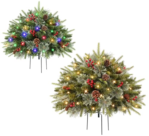 Alupssuc Set of 2 18 Inch Pre-lit Outdoor Christmas Tree