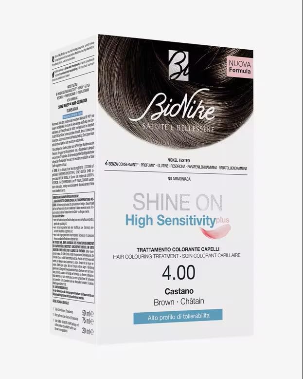 Bionike Shine On High Sensitivity - Trattamento Colorante Capelli, Kit Tinta Alta TollerabilitĂ Senza Ammoniaca, Azione Lenitiva, Dona un Colore Brillante, Copre i Capelli Bianchi