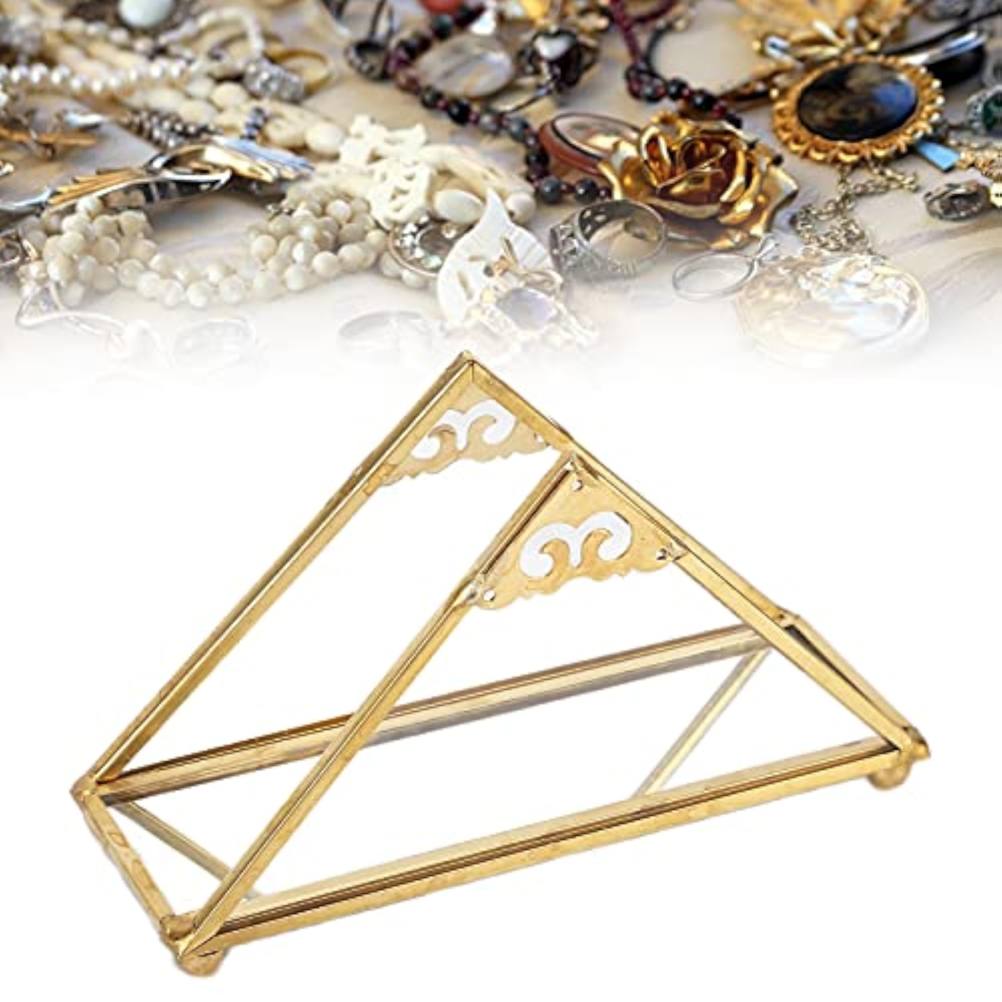 Modern Mirror Jewelry Plate with Triangular Pyramid Shape