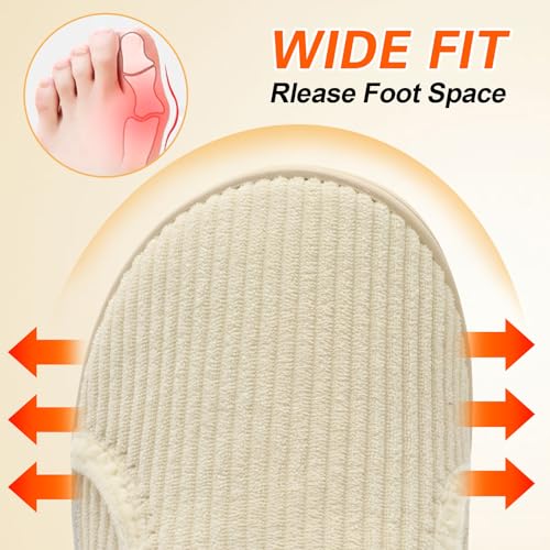 Image of Spesoul Wide Womens Slippers Adjustable House Shoes Indoor Outdoor Barefoot Slippers Cozy Walking Shoe Swollen Edema Diabetic Shoes