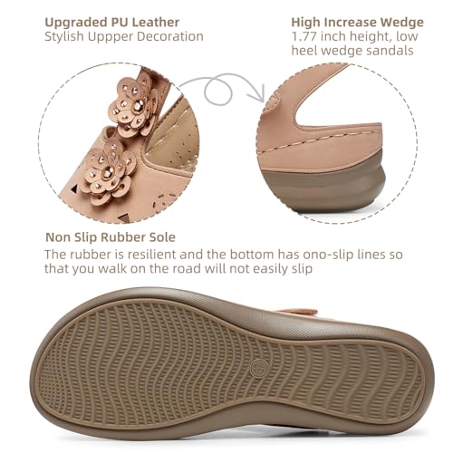Image of SHIBEVER Dressy Wedge Women Sandals: Comfortable Arch Support Summer Sandal