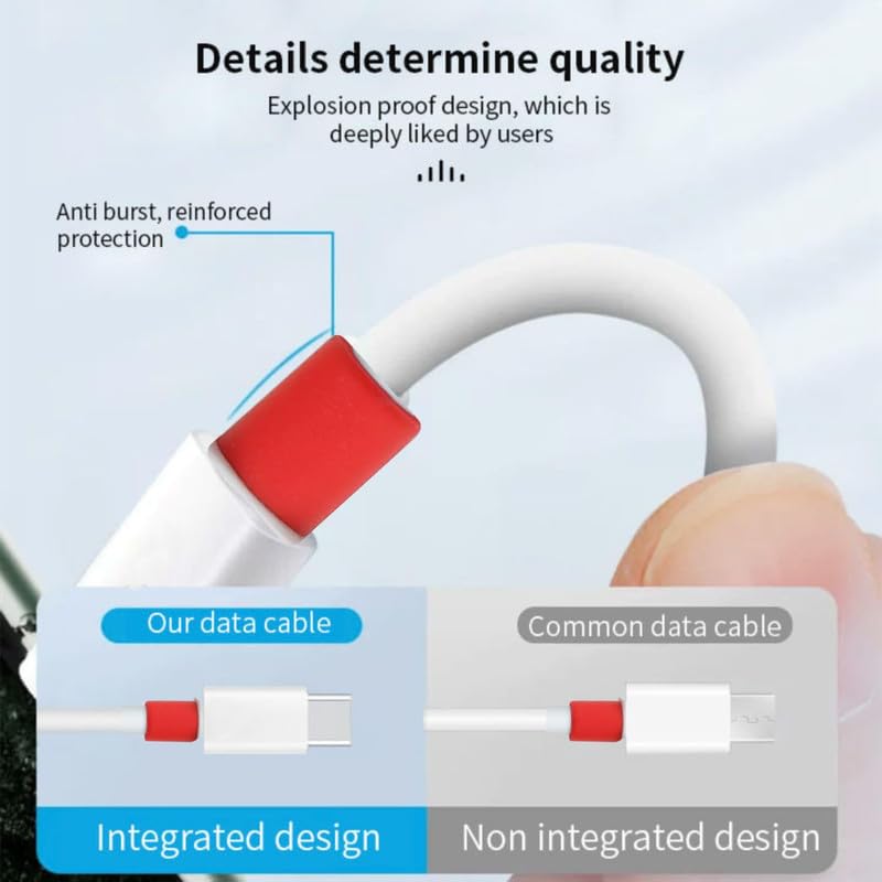 Image of fast charging cable c for OnePlus Nord 2 8GB RAM usb Original Like Charging Quick , Dash , Warp , Dart , Flash , Super Vooc C Data Sync USB A to fast charging cable c for Android - RQ White