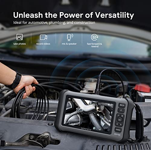 Depstech 7'' Ips Screen Borescope, Triple Lens Endoscope Camera With Light, Sound Recording Video Inspection Camera, 1080P Hd Sewer Camera, 16.5Ft Gooseneck Snake Camera For Automotive, Pluming, Hvac #TOP4
