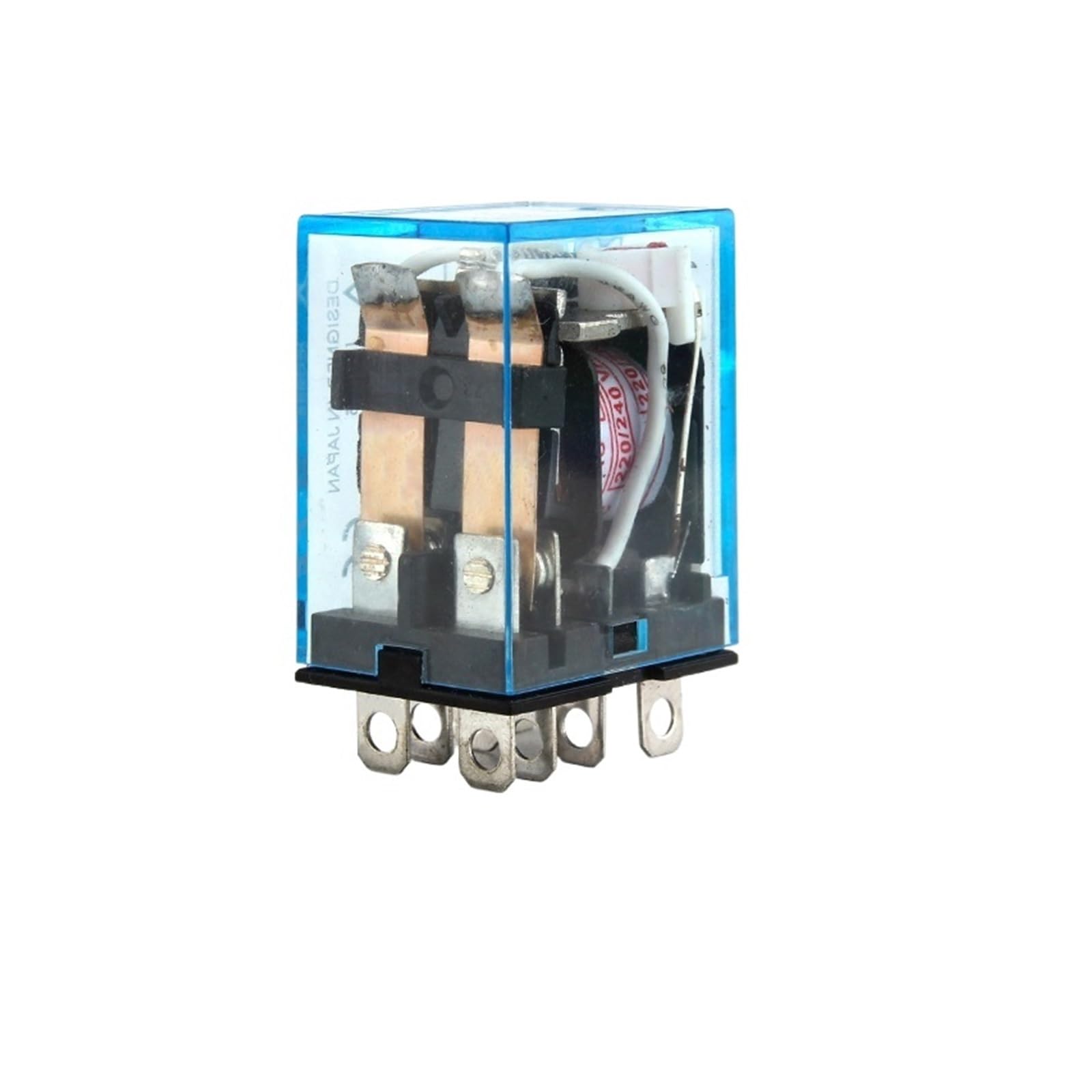 Relé electromagnético DC 12V con base de zócalo para control de circuitos 2