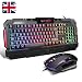 Produktbild [UK Layout] QWERTY Gaming Tastatur,GK806 Rainbow LED Drahtierte Tastatur mit 7 Tasten Optische Maus USB-Gaming-Tastatur und Maus-Combo-Set für PC Laptop