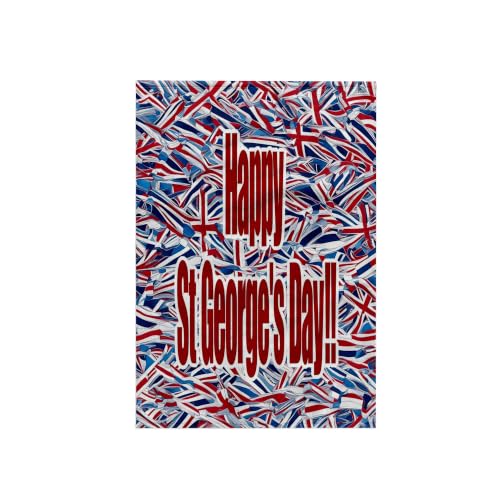 3dRose Happy St Georges Day with Abstract Union Jack Flag 15x22 Hand Towel