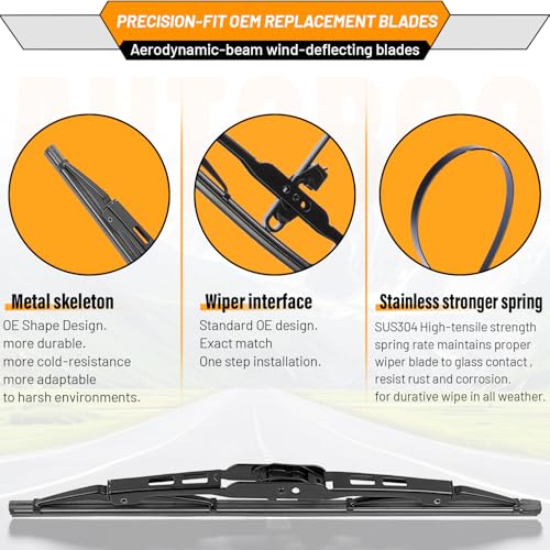 Image of AUTOBOO Windshield Wiper Blade Replacement for Chevy Silverado | Fits Silverado 1500 1999-2006 & 2019-2025, 2500 /3500 HD, 22 inch+22 inch, 2-pack, J /U hook, streak-free, quiet performance