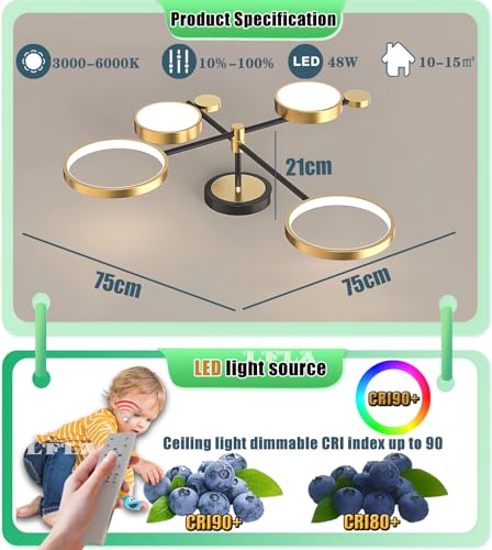 Plafonnier LED dimmable pour illuminer vos soirées dans le salon - 3