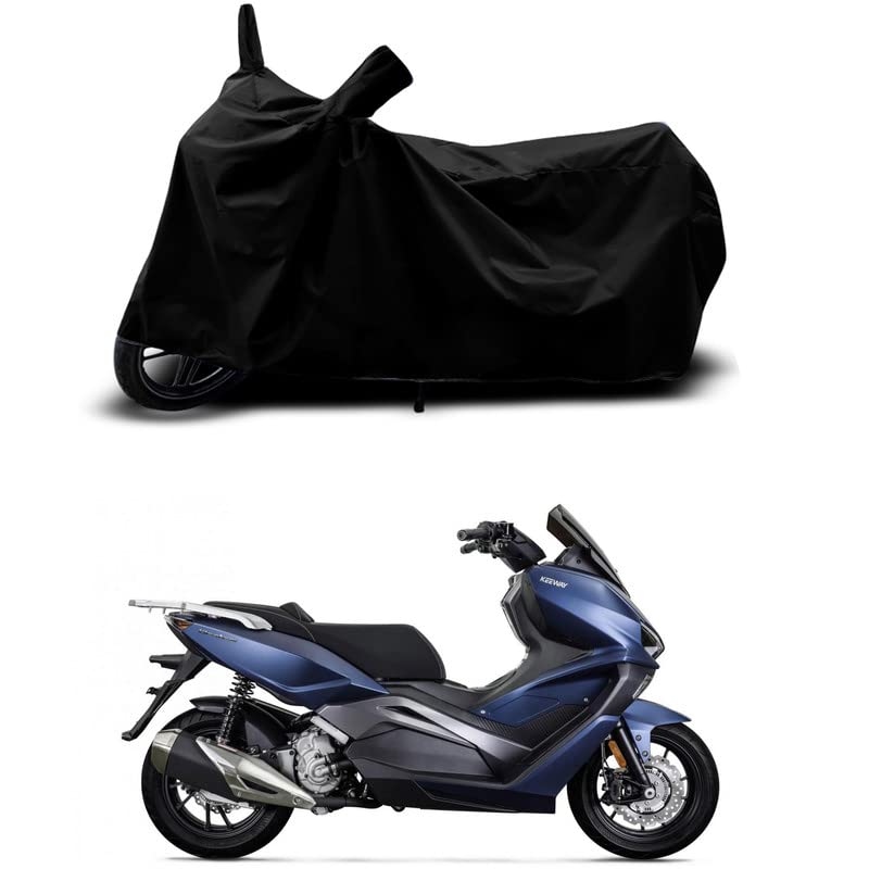 Image of 100% Scratchproof /UV-Rays /Heat Protection /Birds Dropping /Water Resistant /Dust Proof /Waterproof /Bike Scooty Two Wheeler Body Cover Compatible for Vieste 300 Matte New All Varients[Black]