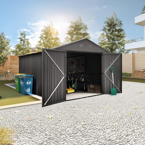 Hoggar – Caseta Jardín Exterior Pioneer Y130 – Montaje con Estructura Autoportante – Doble Puerta Reforzada – Cierre con Llave Incluida – Columnas en V - Techo Robusto – Cobertizo Metálico 12,46m2 - imagen 4