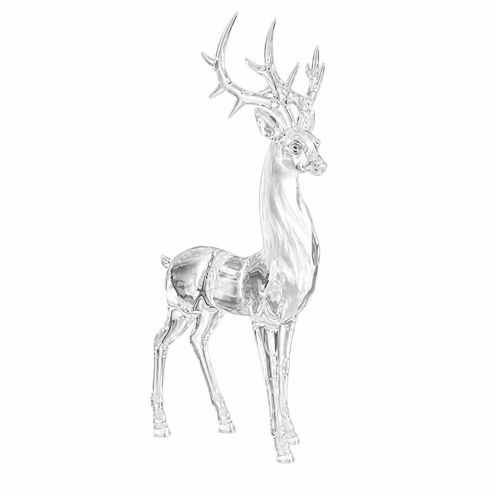 Hirschfigur aus Acryl Transparent Hirschfigur Waldtifigur für Tisch, Kleiner Stehender Elch Aus Transparentem, Polierte Oberfläche, Size to 3