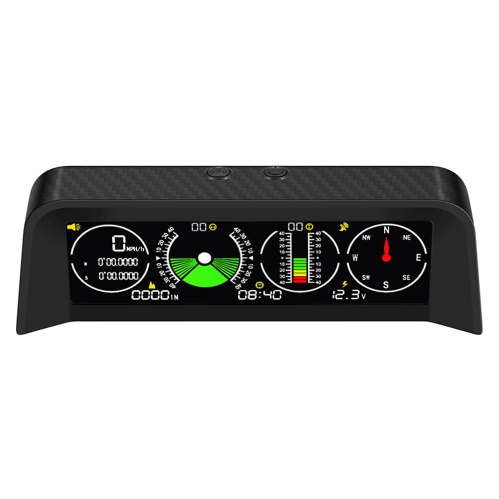 ELING Inclinometro universale per auto Offroad Clinometro angolo di rotolamento, tachimetro GPS con bussola tempo volt indicatore per auto SUV