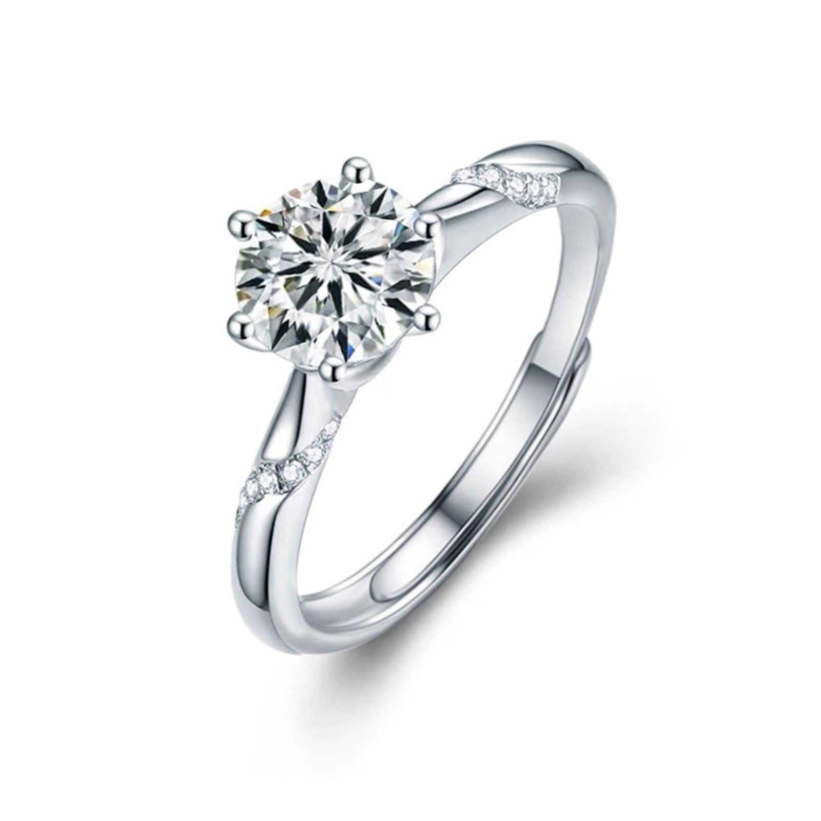 Bague de fiançailles moissanite ronde 2ct argent 925 finis les bijoux qui ternissent