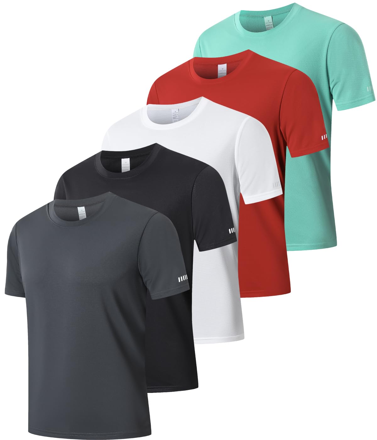 Paquete de 1/5 camisetas deportivas para hombre, ropa de gimnasio, camisetas para correr, de secado rápido, absorben la humedad, transpirables, para entrenamiento