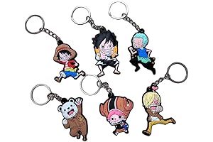 Intricate 6-Pack One Piece Anime Keychains in Silver