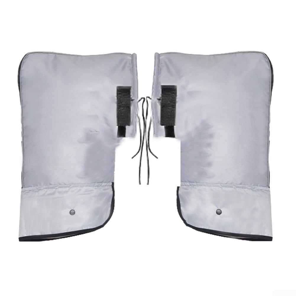 Fundas de manillar de bicicleta de invierno con forro polar, guantes de ciclismo resistentes al viento para montar en clima frío, negro (gris)