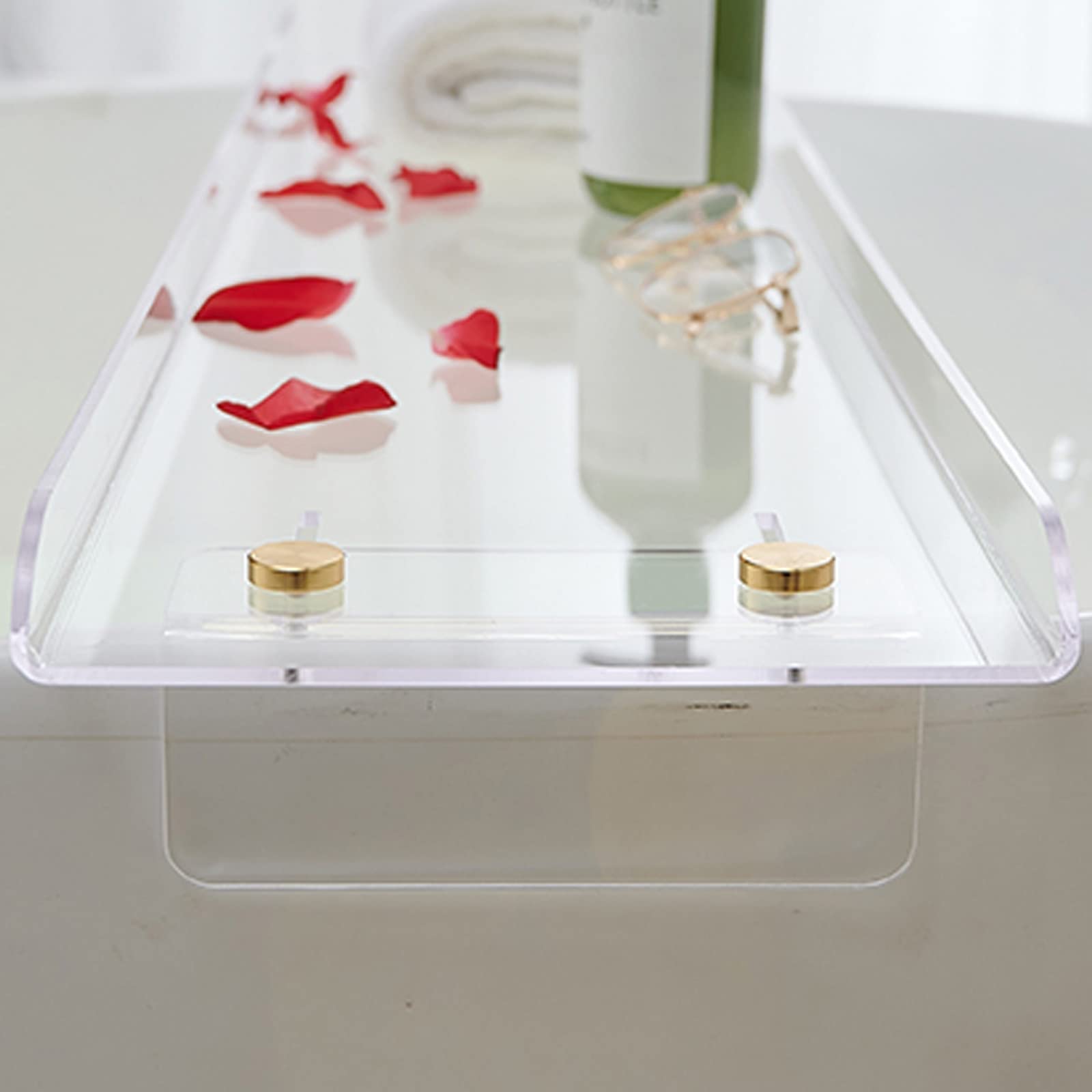 Vassoio per vasca da bagno regolabile in acrilico nero da 89,9 cm per vasca da bagno, elegante tavolo da bagno, vassoio da bagno di lusso per relax e conservazione, perfetto per la cura di sé