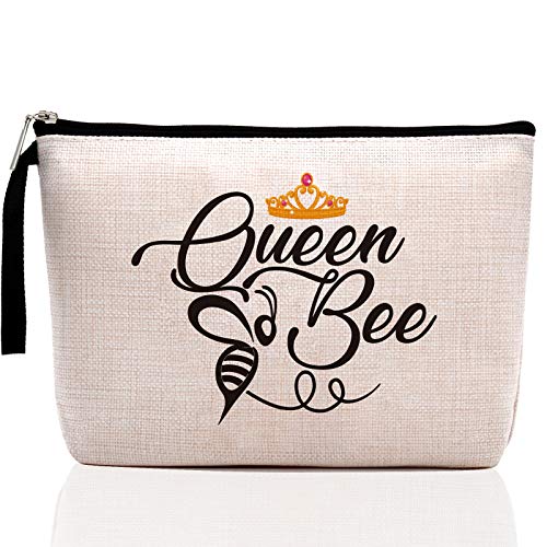 Queen Bee -Makeup Bag, Bumble Bee Inspirational Gift for Her, Beekeeper Gifts, Gift Gardener, Honeybee Gifts, Bee Bag, Honeybee Pouch Case