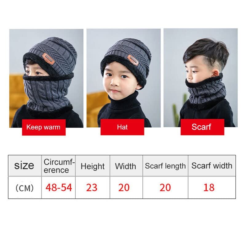 Image of Woolen Winter Cap with Neck Scarf for Boys and Girls /Kids Winter Cap (Age 5-14 Years)
