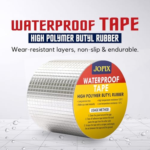 Image of Super Strong Adhesive Waterproof tape Permanent Repair Roof Water Leakage Solution Rubber Foil Suitable for Roof Leak, surface Crack, Window Sill Gap, Boat Sealing, Tank Leak (4 Inch (10CM*5M))