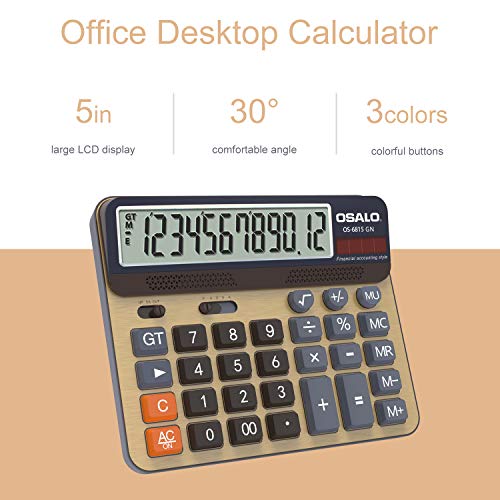 image for pendancy Desktop Calculator Extra Large 5-Inch LCD Display 12-Digit Bi