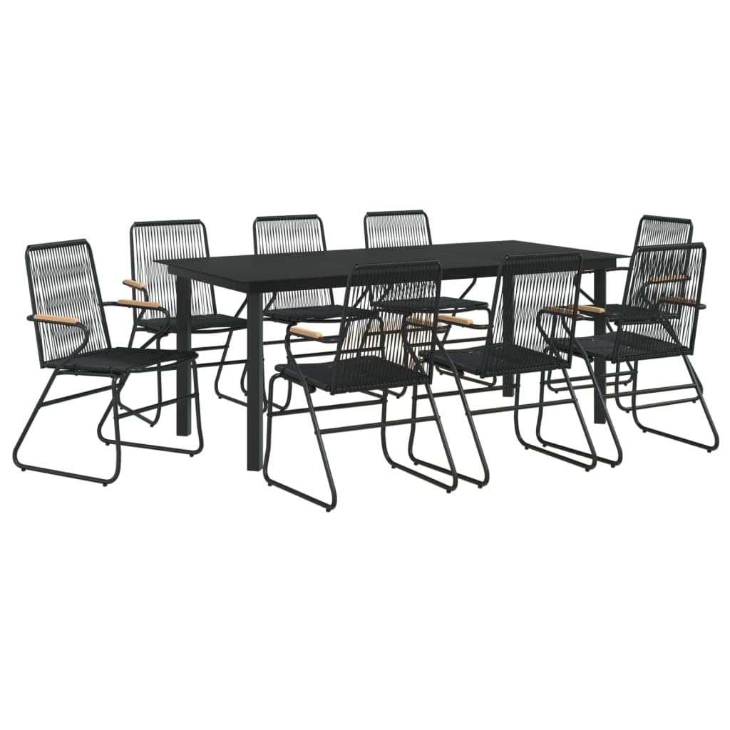 Generico Set da Pranzo da Giardino 9 pz Nero in Rattan PVC,Mobili,Mobili da Giardino,Mobili e sedie da Giardino,Sedie da Giardino,Nero,73.02 kg,3060278