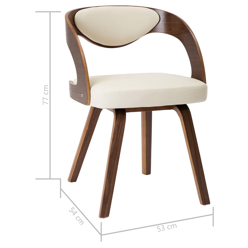 Hothingwell Zestaw 6 kremowych krzeseł do jadalni z zakrzywionego drewna i sztucznej skóry, ponadczasowy, elegancki design, solidna drewniana rama, wygodne wyściełane siedzisko, maksymalne obciążenie