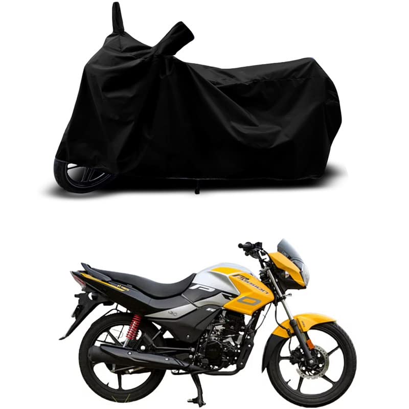 Image of 100% Scratchproof and Waterproof Full Bike Cover Compatible for Passion Pro BS6 - UV Rays, Heat Protection, Birds Dropping, Water Resistant, Dust Proof, Compatible with All Variants [Black]