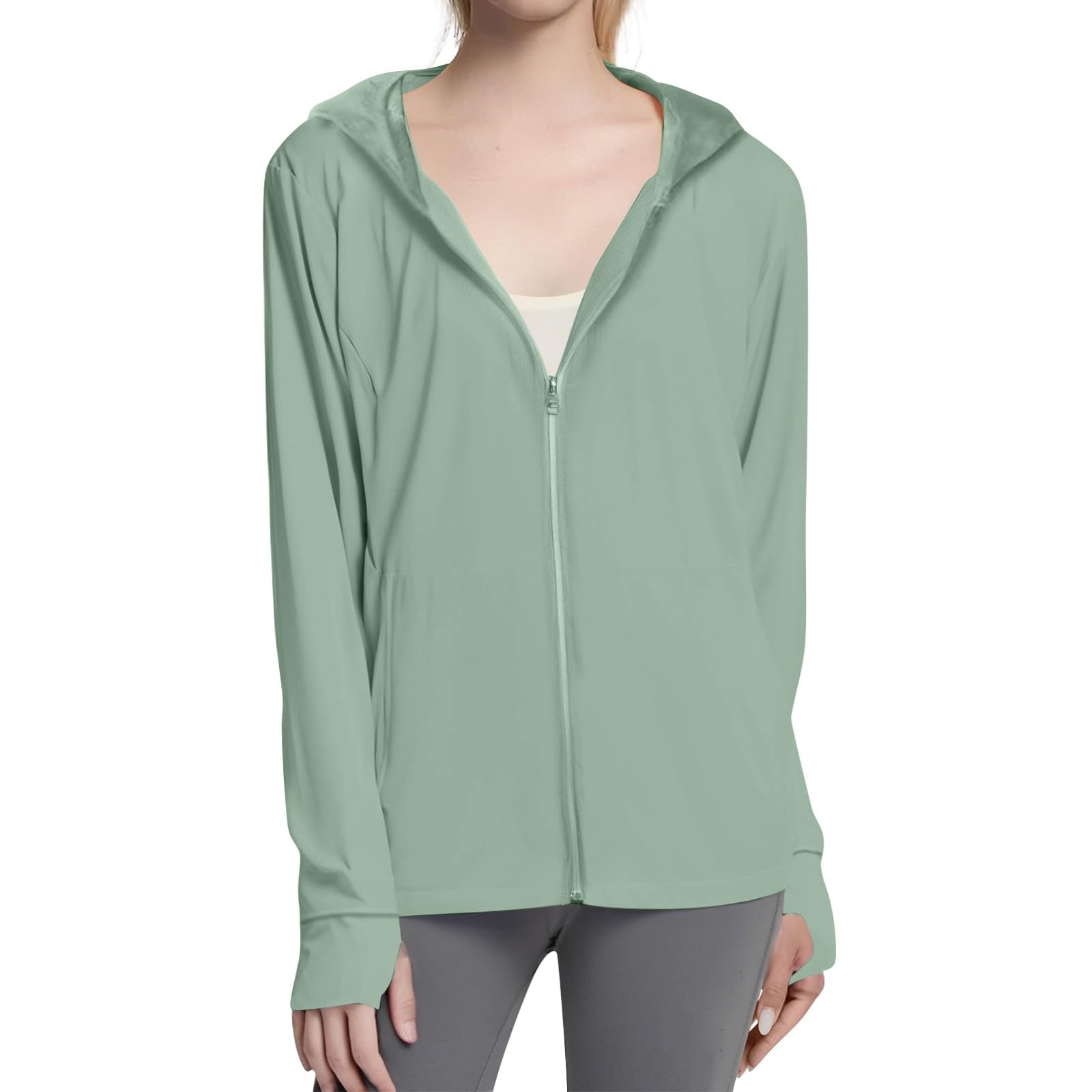 Sudadera con capucha verde XL para proteccion solar y deporte 8