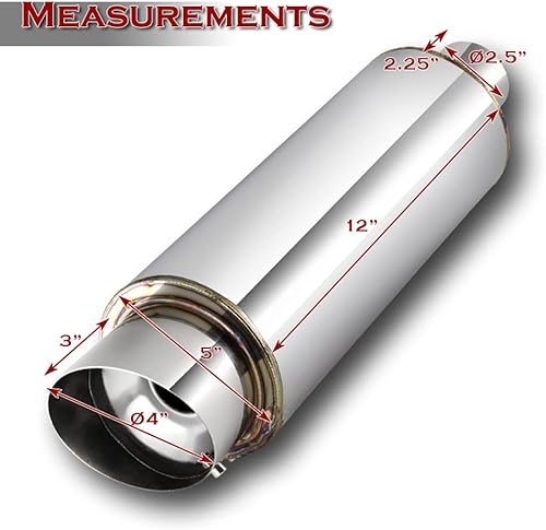 Miniatura 2 de Silenciador universal estilo Jdm N1 de 4 pulgadas Hi Flow T304 T-304 de acero inoxidable 2.5 pulgadas, silenciador de resonador de escape de
