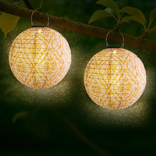 KUWUNG 2 Stück Solar Lampions Außen Wetterfest, 12 Zoll Außen...