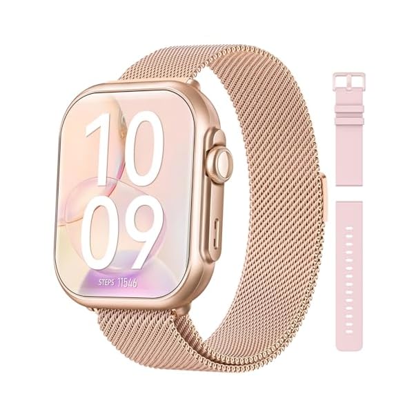 Smart Watch for Women Men Fitness: Smart Watch for iPhone&Android Bluetooth Call with SpO2 Sleep Heart Rate Monitor,IP68,Fitness Tracker with 120+Sport,Reloj Inteligente 30 Day+Battery Life, 2 Bands