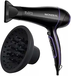 Secador De Cabelo Com Difusor Cachos Mondial Black Purple Tourmaline Ion 2000W - 220v
