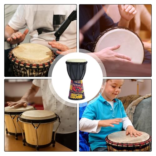 Goatskin - Percusión africana hecha a mano, tambor de bongo tradicional portátil, instrumento de sonido de calidad profesional | tambor de mano vintage de piel de cabra para fiestas musicales de Año - imagen 5
