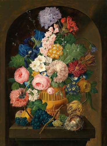 Toile nature morte florale Johann Baptist Drechsler pour salon