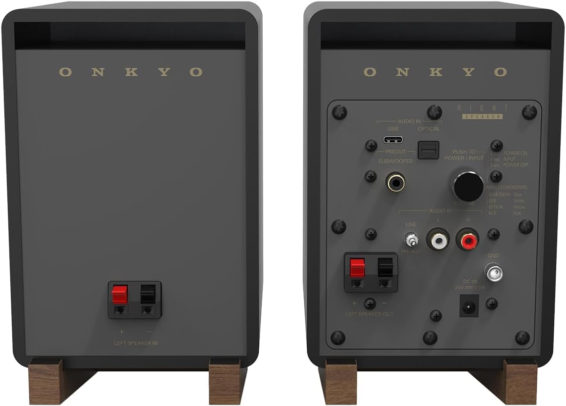 Onkyo Creator Series GX-10DB monitory zasilane, czarny - 7.6 cm głośnik niskotonowy, USB-C, linia/telefon, optyczny, Bluetooth 5.3 LE Audio