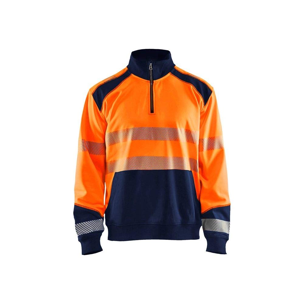 Blaklader 35562528 Sweatshirt Haute VISIBILITÉ avec Fermeture ÉCLAIR, Jaune/Marine, Taille XXL