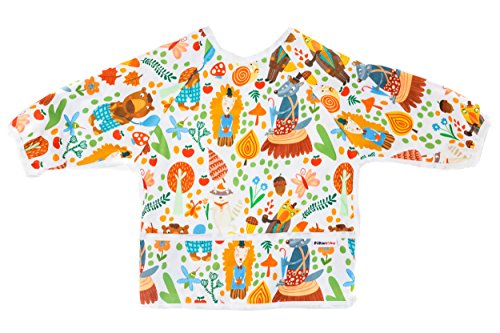 Pikababy Long Sleeved Bib Waterproof Bibs with Pocket - 6 to 24 Months Baby Girl and boy Colors (Alice)