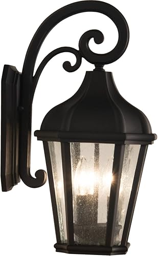 Miniatura 8 de Craftmade ZA3014-TB Briarwick - Soporte de pared para exteriores de vidrio semillado, 2 luces, 120 vatios totales, 15 pulgadas de alto x 7 pulgadas