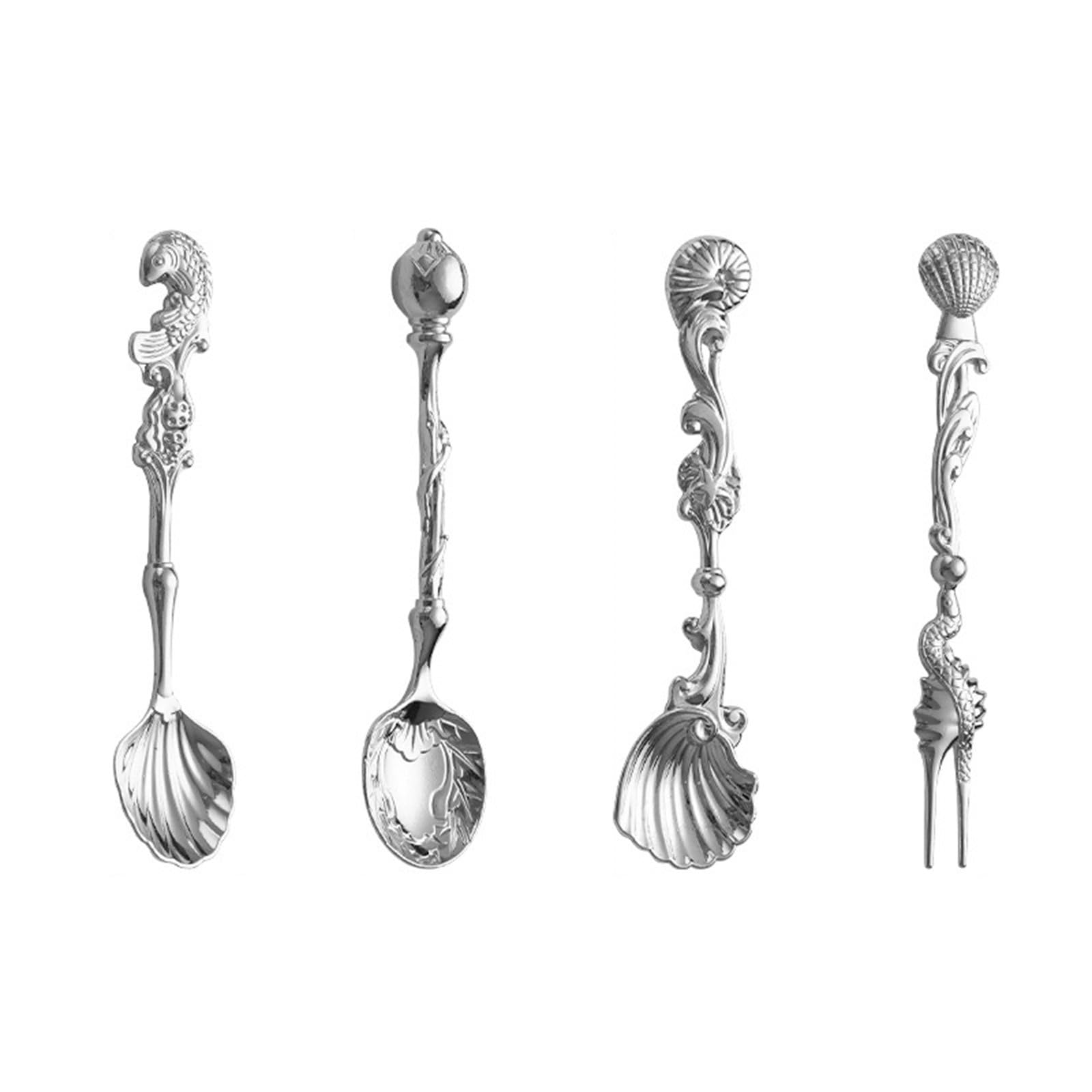 Lerpwige Corrosions Resistant Antique Spoons with Ergonomic Handle Metal Demitasse Scoops for Seasoning Coffee Mixing Salt Spoon