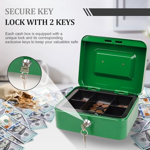 POLSPAG SAFECaixa de dinheiro com chave de metal caixa de dinheiro com bandeja removível para moedas