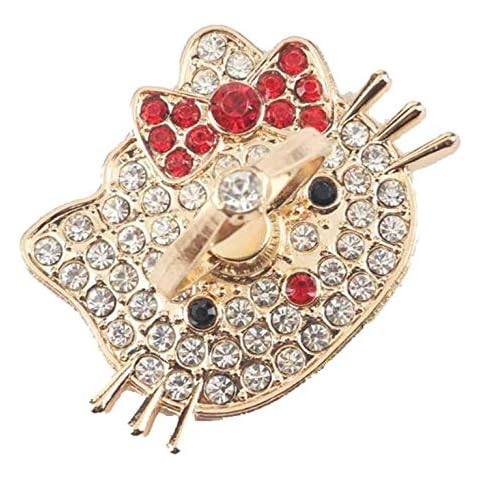 Phone Kandy Kitty Cat Finger Ring Holder Stand Mount 360/190 Kickstand Cute Cartoon Kawaii Universal Suitable for All Devices iPhone Tablet iPad iPod (Red) Cover